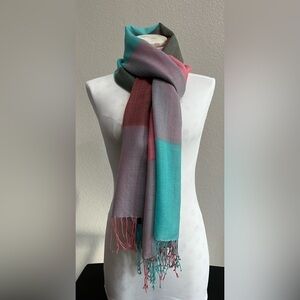 Beautiful Vintage Multi Color Block design 100% Wool Scarf